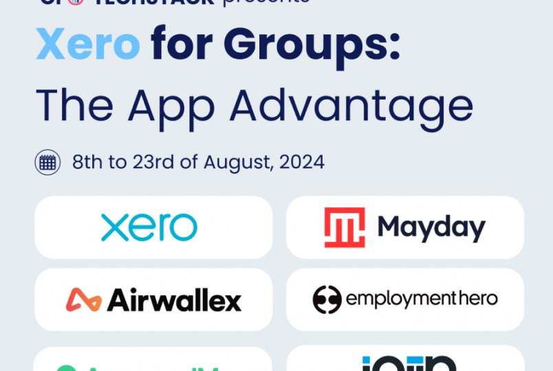 Graphic for the CFO Techstack webinar series - Xero for Groups: The App Advantage